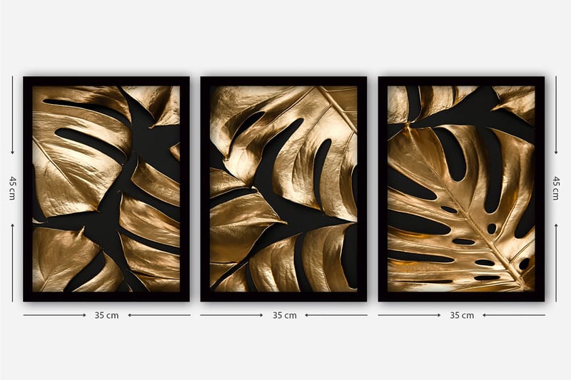 Decorative Framed Painting (3 Pieces) 35x45 - Innredning - Bilder & kunst - Lerretsbilder