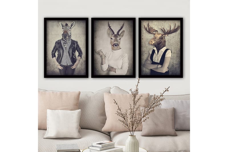 Decorative Framed Painting (3 Pieces) 35x45 - Innredning - Bilder & kunst - Lerretsbilder