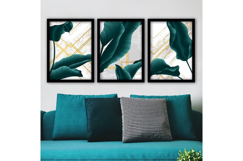 Decorative Framed Painting (3 Pieces) 35x45 - Innredning - Bilder & kunst - Lerretsbilder