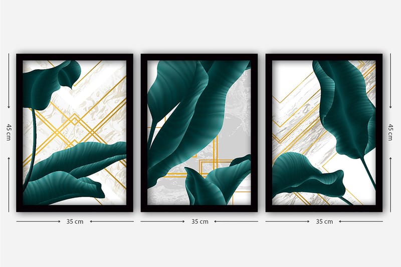 Decorative Framed Painting (3 Pieces) 35x45 - Innredning - Bilder & kunst - Lerretsbilder