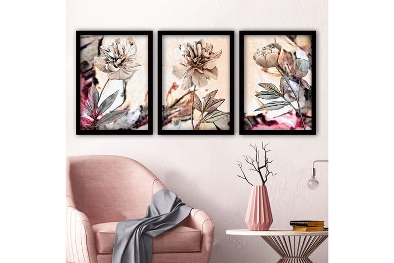 Decorative Framed Painting (3 Pieces) 35x45 - Innredning - Bilder & kunst - Lerretsbilder
