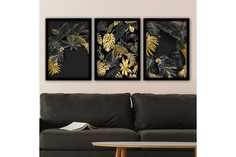 Decorative Framed Painting (3 Pieces) 35x45 - Innredning - Bilder & kunst - Lerretsbilder