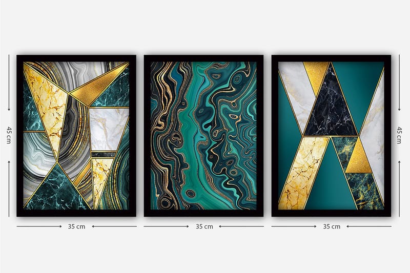 Decorative Framed Painting (3 Pieces) 35x45 - Innredning - Bilder & kunst - Lerretsbilder