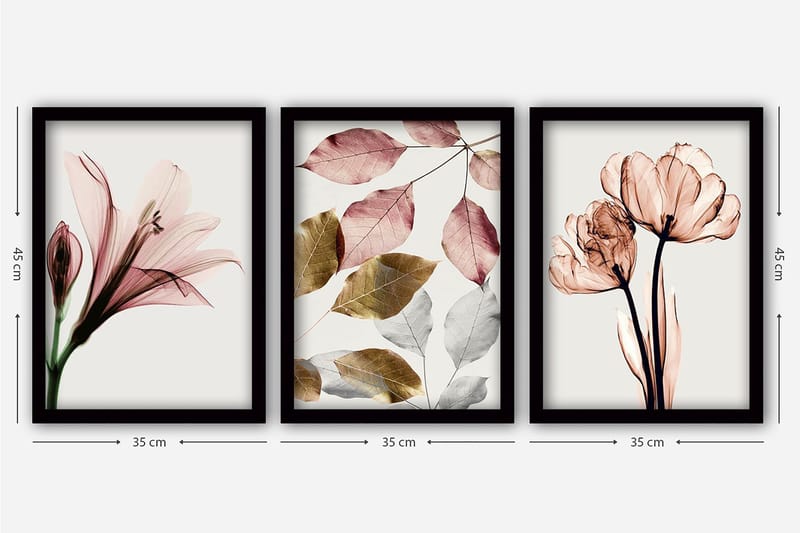 Decorative Framed Painting (3 Pieces) 35x45 - Innredning - Bilder & kunst - Lerretsbilder