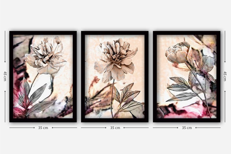Decorative Framed Painting (3 Pieces) 35x45 - Innredning - Bilder & kunst - Lerretsbilder