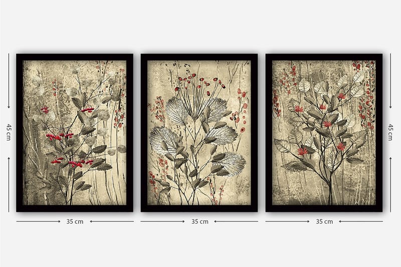 Decorative Framed Painting (3 Pieces) 35x45 - Innredning - Bilder & kunst - Lerretsbilder
