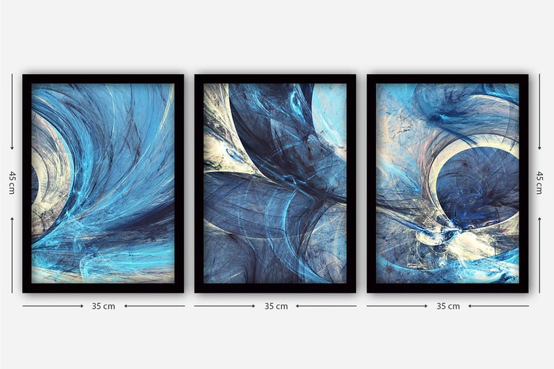 Decorative Framed Painting (3 Pieces) 35x45 - Innredning - Bilder & kunst - Lerretsbilder