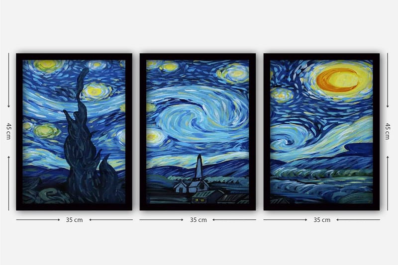 Decorative Framed Painting (3 Pieces) 35x45 - Innredning - Bilder & kunst - Lerretsbilder