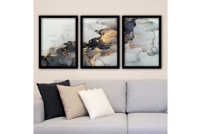 Decorative Framed Painting (3 Pieces) 35x45 - Innredning - Bilder & kunst - Lerretsbilder