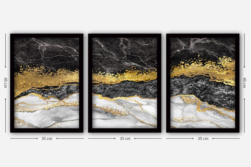 Decorative Framed Painting (3 Pieces) 35x45 - Innredning - Bilder & kunst - Lerretsbilder