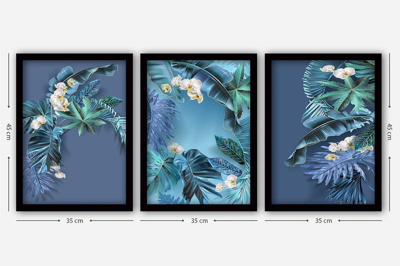 Decorative Framed Painting (3 Pieces) 35x45 - Innredning - Bilder & kunst - Lerretsbilder
