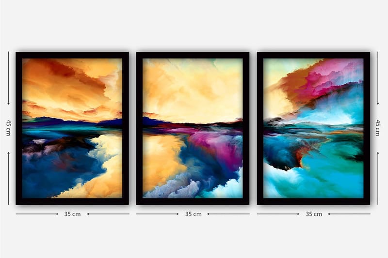 Decorative Framed Painting (3 Pieces) 35x45 - Innredning - Bilder & kunst - Lerretsbilder