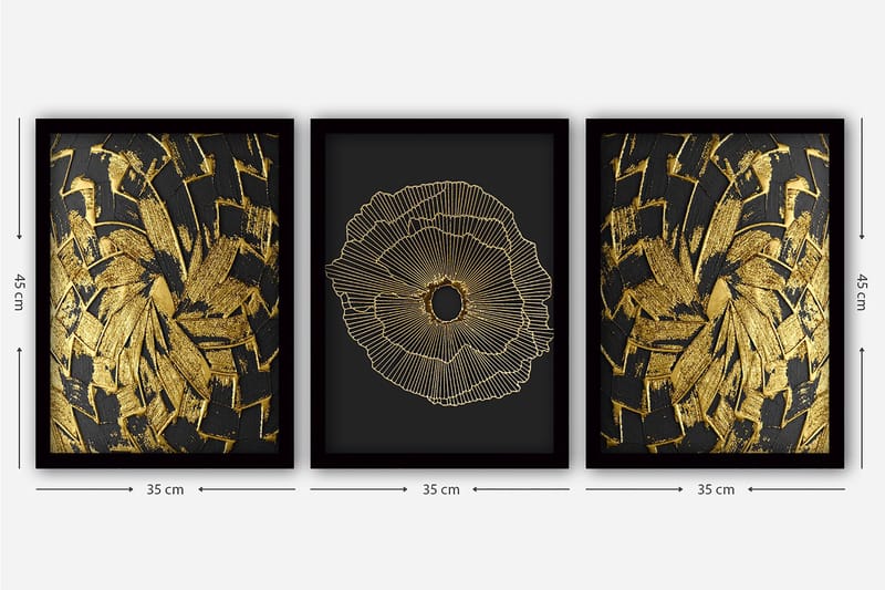 Decorative Framed Painting (3 Pieces) 35x45 - Innredning - Bilder & kunst - Lerretsbilder