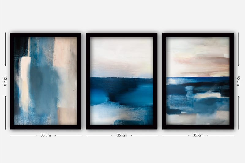 Decorative Framed Painting (3 Pieces) 35x45 - Innredning - Bilder & kunst - Lerretsbilder