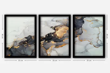 Decorative Framed Painting (3 Pieces) 35x45 - Innredning - Bilder & kunst - Lerretsbilder