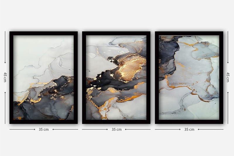 Decorative Framed Painting (3 Pieces) 35x45 - Innredning - Bilder & kunst - Lerretsbilder