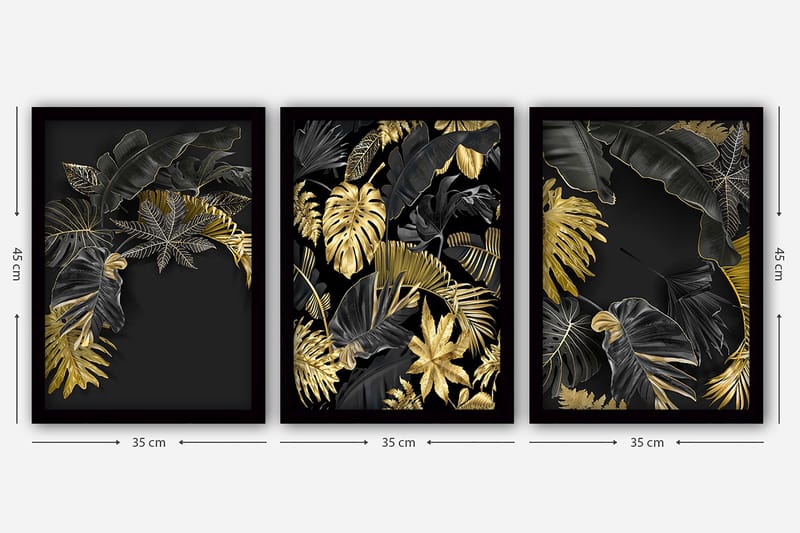 Decorative Framed Painting (3 Pieces) 35x45 - Innredning - Bilder & kunst - Lerretsbilder