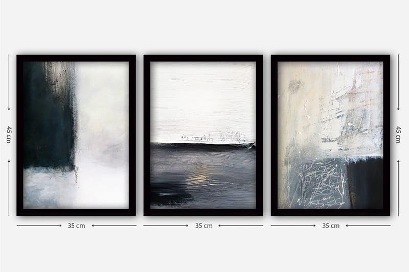 Decorative Framed Painting (3 Pieces) 35x45 - Innredning - Bilder & kunst - Lerretsbilder