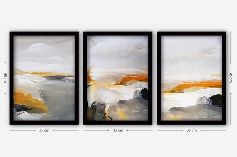 Decorative Framed Painting (3 Pieces) 35x45 - Innredning - Bilder & kunst - Lerretsbilder