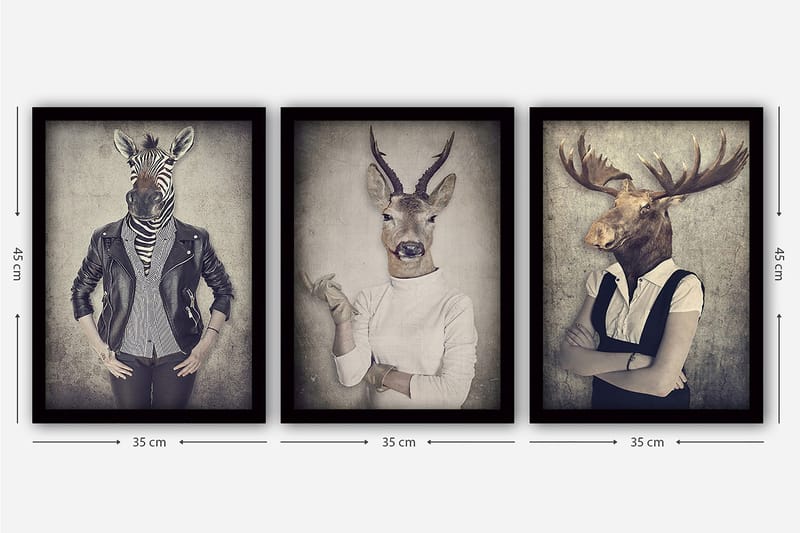 Decorative Framed Painting (3 Pieces) 35x45 - Innredning - Bilder & kunst - Lerretsbilder