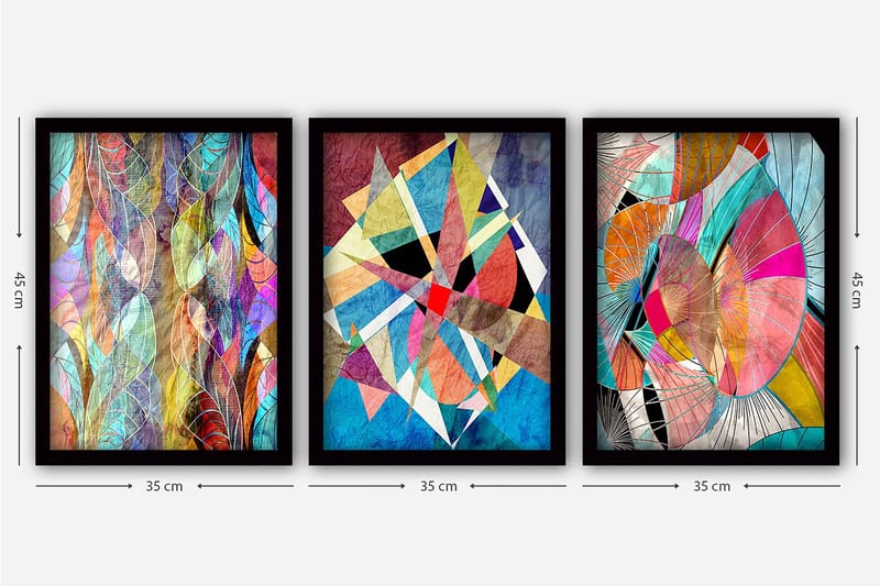 Decorative Framed Painting (3 Pieces) 35x45 - Innredning - Bilder & kunst - Lerretsbilder