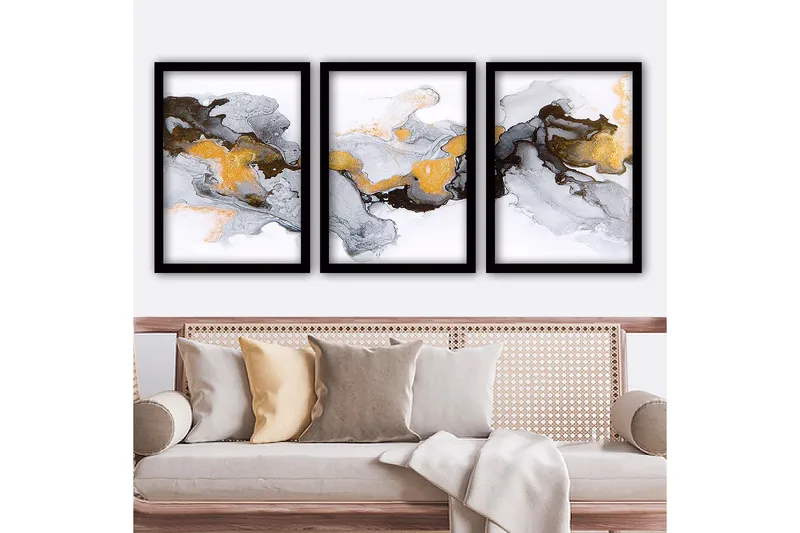 Decorative Framed Painting (3 Pieces) 35x45 - Innredning - Bilder & kunst - Lerretsbilder