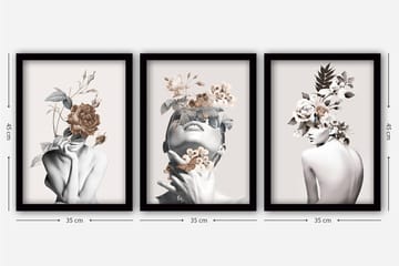 Decorative Framed Painting (3 Pieces) 35x45 - Innredning - Bilder & kunst - Lerretsbilder
