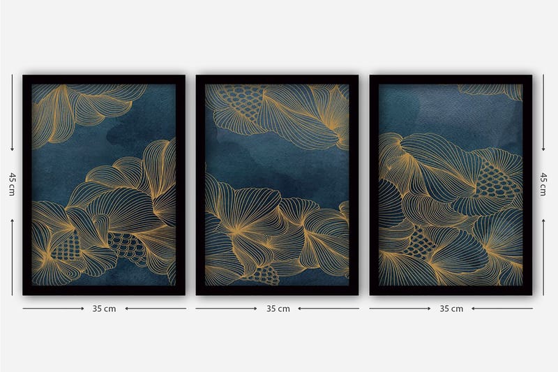 Decorative Framed Painting (3 Pieces) 35x45 - Innredning - Bilder & kunst - Lerretsbilder