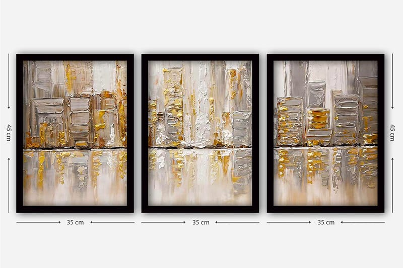 Decorative Framed Painting (3 Pieces) 35x45 - Innredning - Bilder & kunst - Lerretsbilder