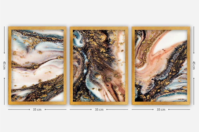 Decorative Framed Painting (3 Pieces) 35x45 - Innredning - Bilder & kunst - Lerretsbilder
