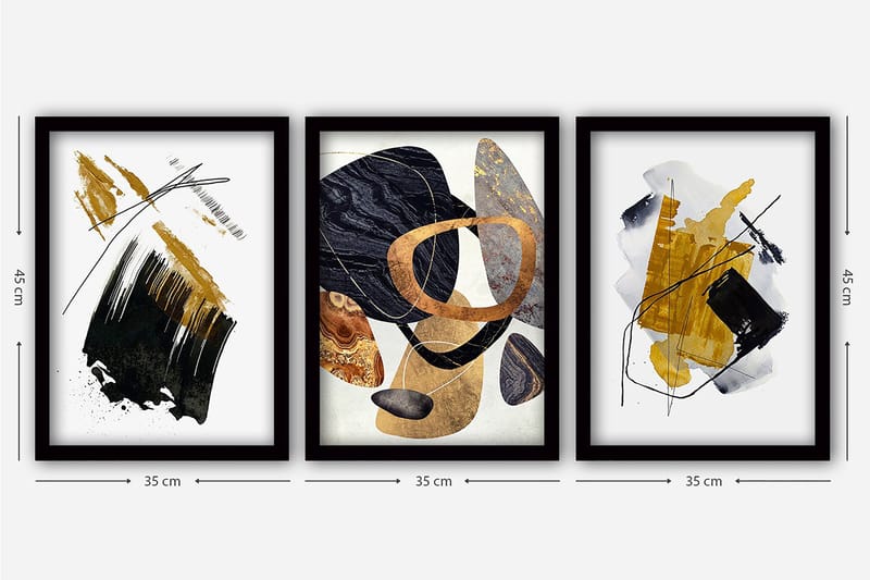 Decorative Framed Painting (3 Pieces) 35x45 - Innredning - Bilder & kunst - Lerretsbilder