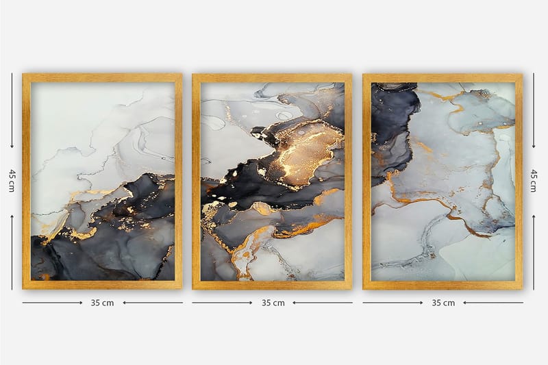 Decorative Framed Painting (3 Pieces) 35x45 - Innredning - Bilder & kunst - Lerretsbilder