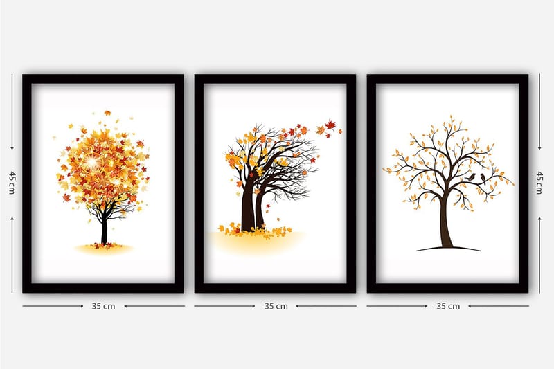 Decorative Framed Painting (3 Pieces) 35x45 - Innredning - Bilder & kunst - Lerretsbilder