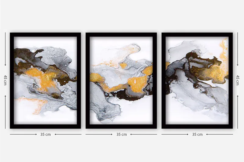 Decorative Framed Painting (3 Pieces) 35x45 - Innredning - Bilder & kunst - Lerretsbilder