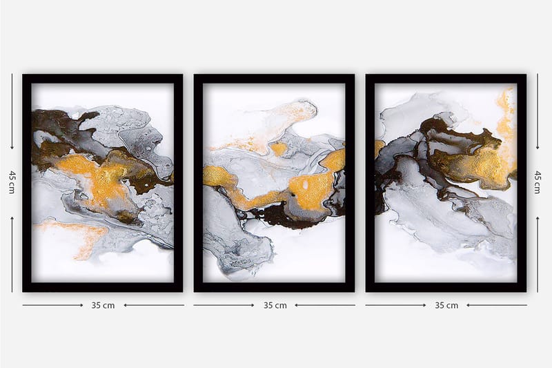 Decorative Framed Painting (3 Pieces) 35x45 - Innredning - Bilder & kunst - Lerretsbilder