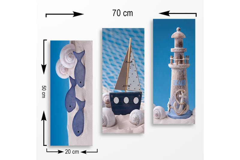 Decorative MDF Painting (3 Pieces) 20x50 - Innredning - Bilder & kunst - Lerretsbilder