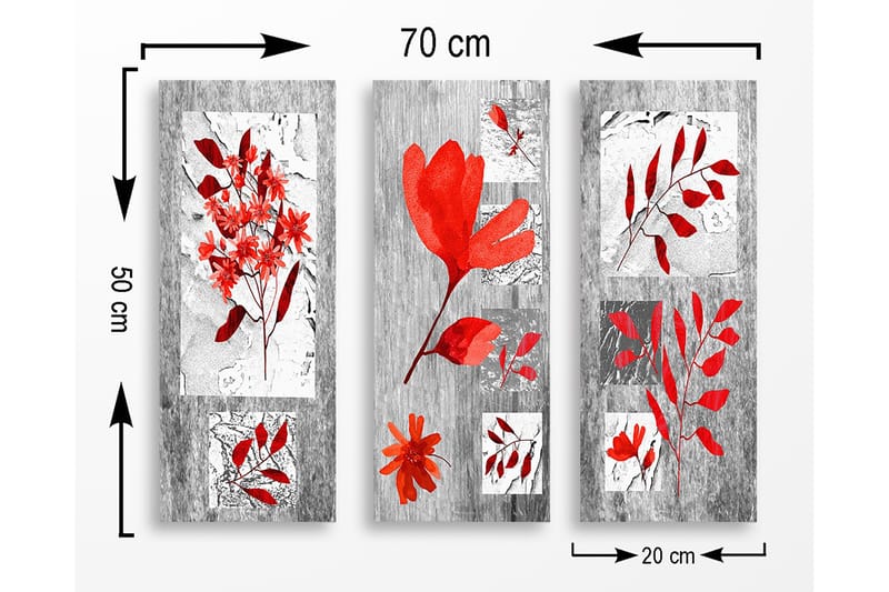 Decorative MDF Painting (3 Pieces) 20x50 - Innredning - Bilder & kunst - Lerretsbilder