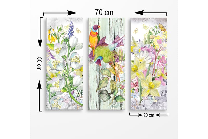 Decorative MDF Painting (3 Pieces) 20x50 - Innredning - Bilder & kunst - Lerretsbilder
