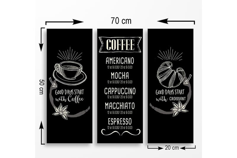 Decorative MDF Painting (3 Pieces) 20x50 - Innredning - Bilder & kunst - Lerretsbilder