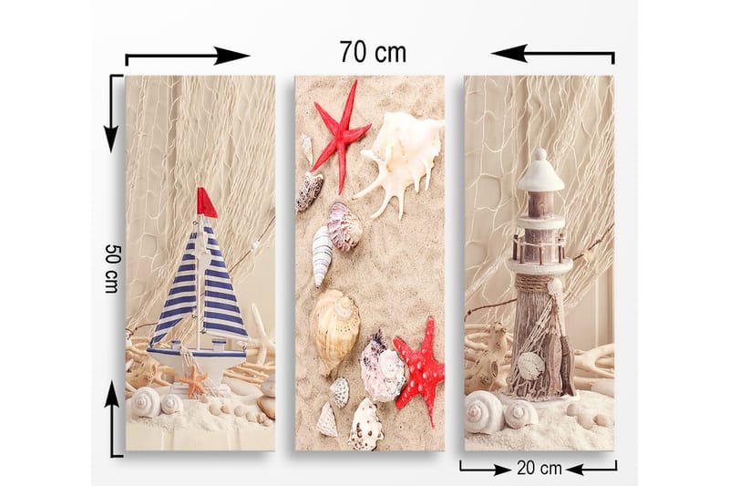 Decorative MDF Painting (3 Pieces) 20x50 - Innredning - Bilder & kunst - Lerretsbilder