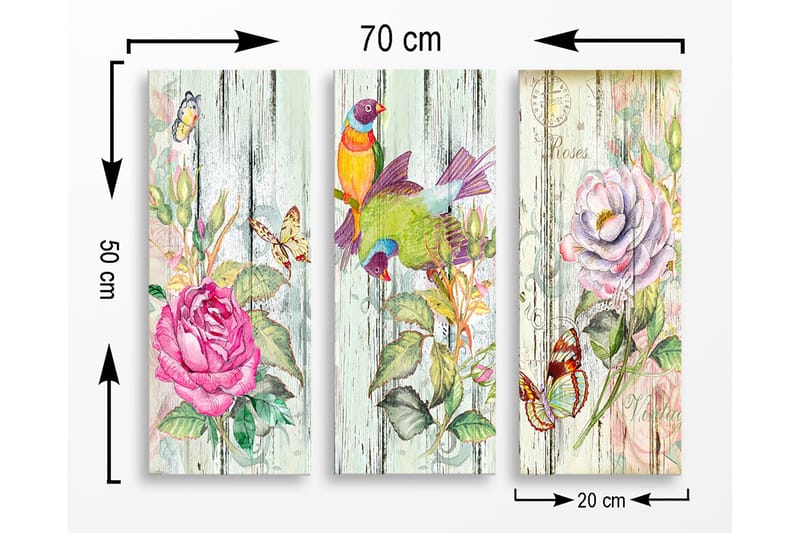 Decorative MDF Painting (3 Pieces) 20x50 - Innredning - Bilder & kunst - Lerretsbilder