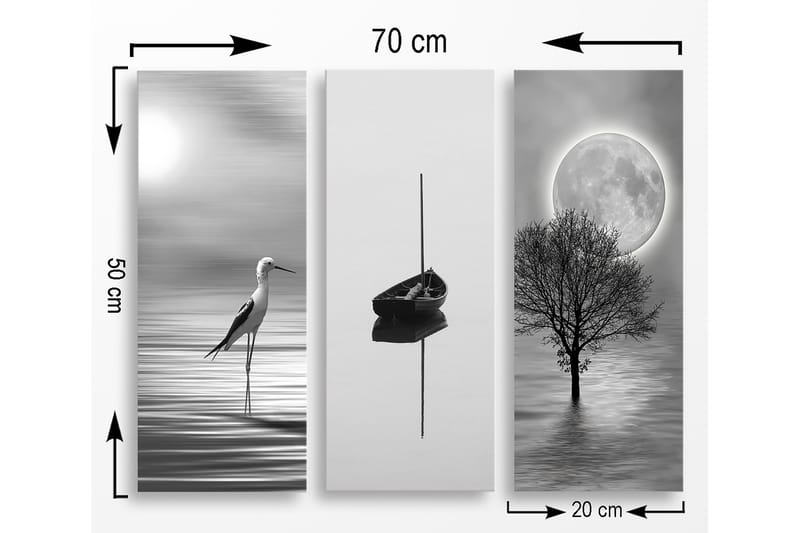 Decorative MDF Painting (3 Pieces) 20x50 - Innredning - Bilder & kunst - Lerretsbilder
