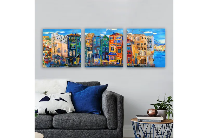 Dekorativ Canvasbilde 3-Deler 30x30 cm, Flerfarget