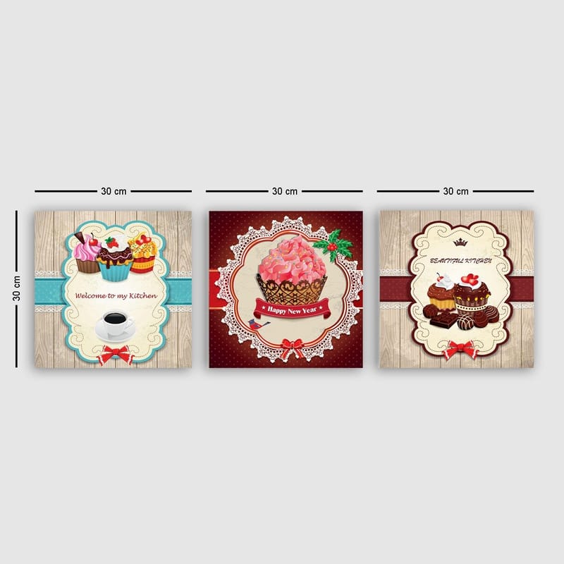 Dekorativ Canvasbilde 3-Deler 30x30 cm, Flerfarget