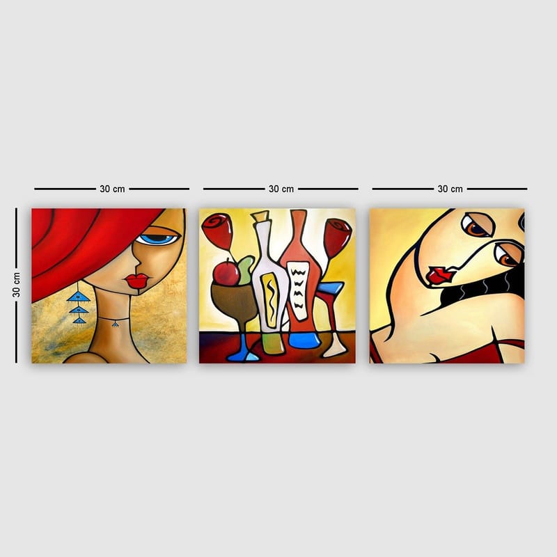 Dekorativ Canvasbilde 3-Deler 30x30 cm, Flerfarget