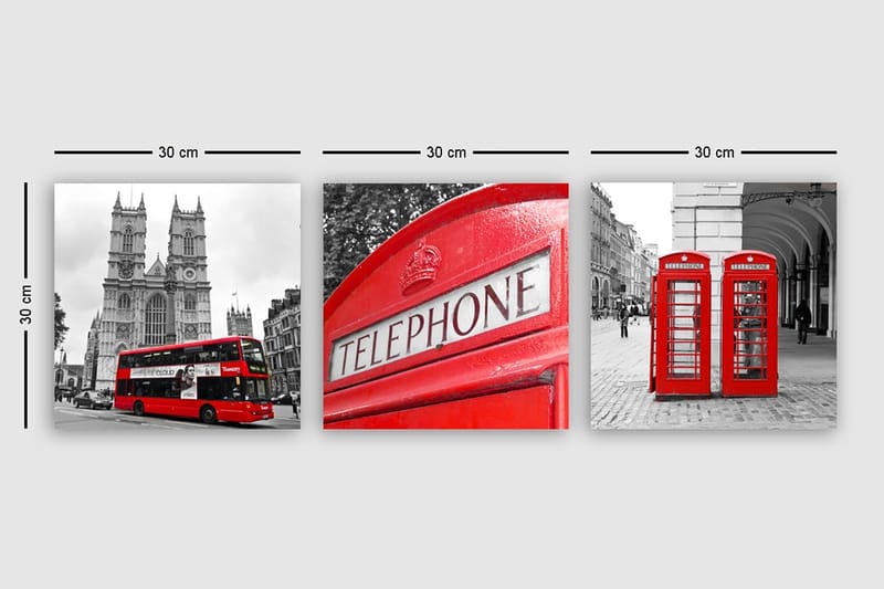 Dekorativ Canvasbilde 3-Deler 30x30 cm - Flerfarget - Innredning - Bilder & kunst - Lerretsbilder