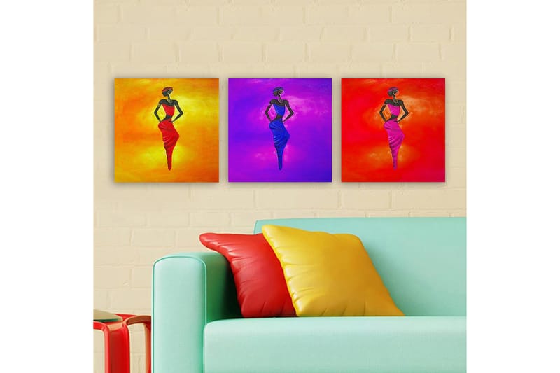 Dekorativ Canvasbilde 3-Deler 30x30 cm - Flerfarget - Innredning - Bilder & kunst - Lerretsbilder