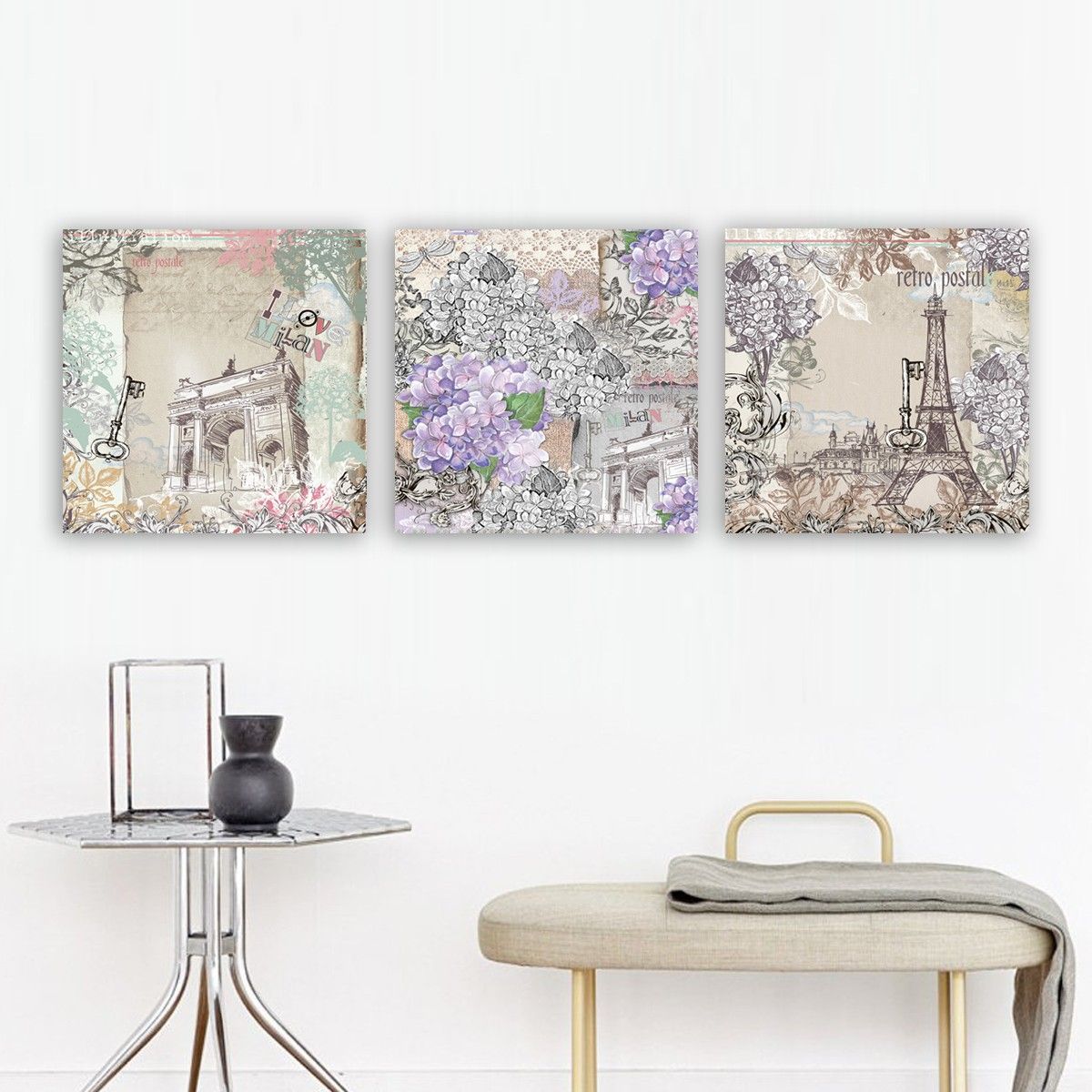 Dekorativ Canvasbilde 3-Deler 30x30 cm - Flerfarget - Innredning - Bilder & kunst - Lerretsbilder