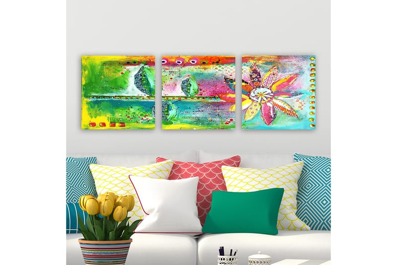 Dekorativ Canvasbilde 3-Deler 30x30 cm - Flerfarget - Innredning - Bilder & kunst - Lerretsbilder