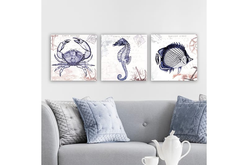 Dekorativ Canvasbilde 3-Deler 30x30 cm - Flerfarget - Innredning - Bilder & kunst - Lerretsbilder